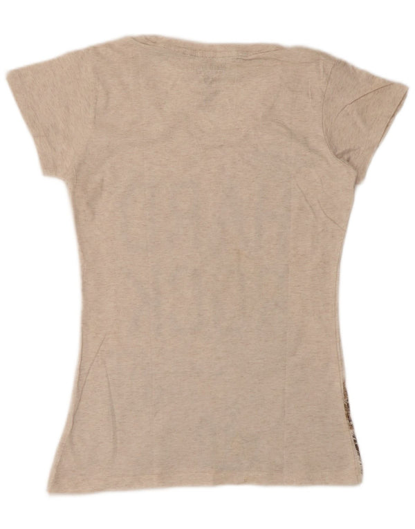 Hard Rock Cafe Damen Madrid Graphic T-Shirt Top UK 12 Mittelbeige meliert