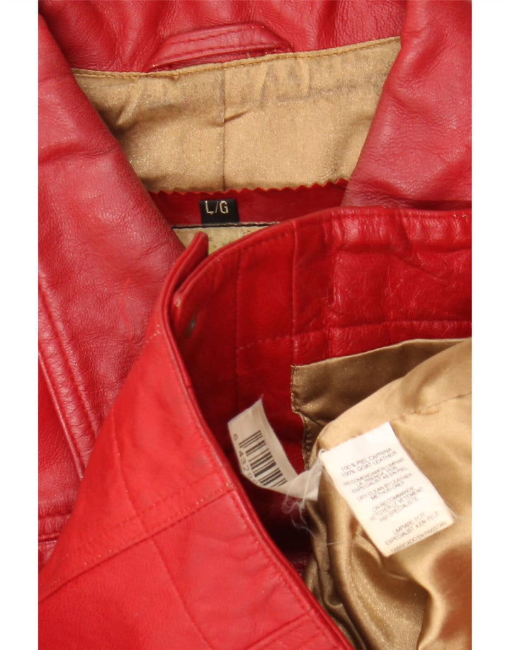Stradivarius Damen Lederjacke UK 14 Großes rotes Leder