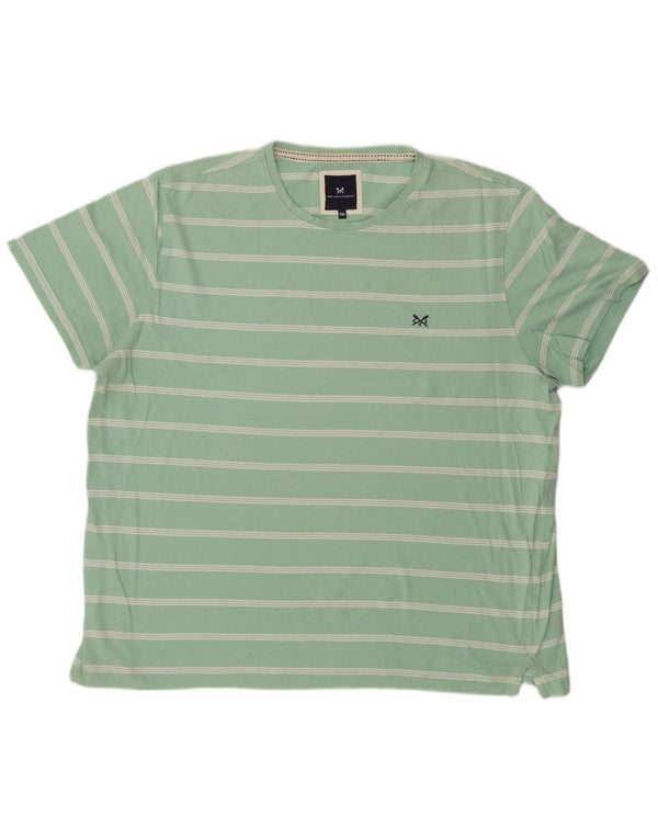 Crew Clothing Herren T-Shirt Top 2XL grün gestreift aus Baumwolle