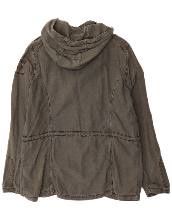 Soccx Herren-Militärjacke mit grafischer Kapuze, Größe 40, Khaki, Leinen