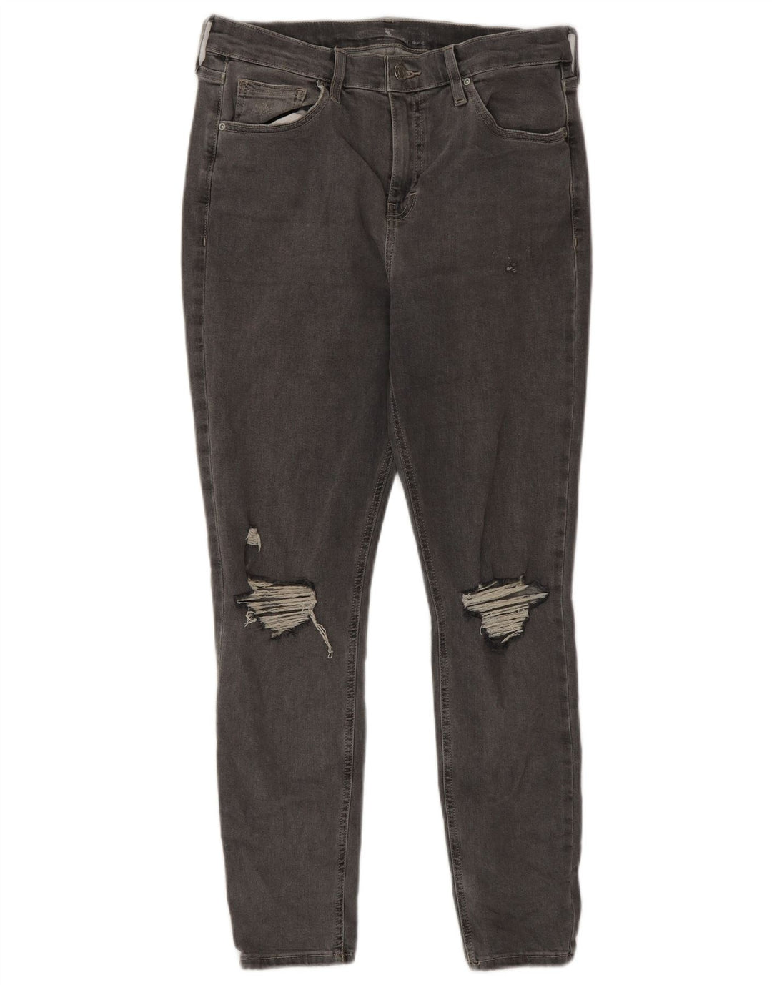 Topshop Damen Distressed Slim Jeans W30 L26 Graue Baumwolle
