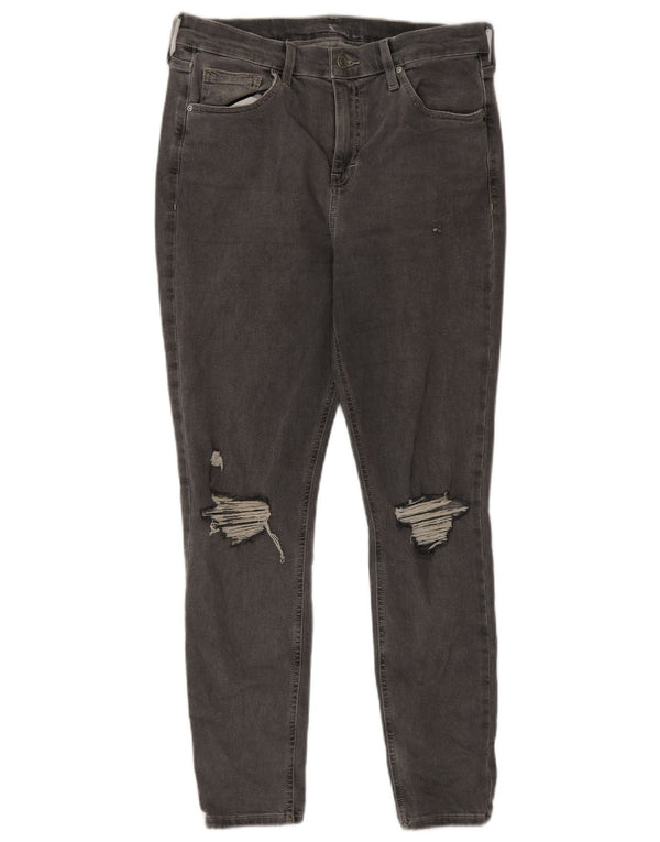 Topshop Damen Distressed Slim Jeans W30 L26 Graue Baumwolle