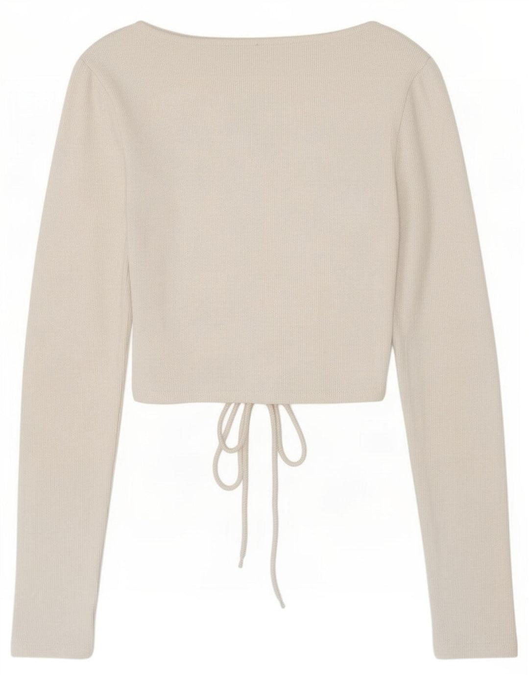 Zara Womens Front Tie Crop Top Langarm UK 10 Small Weiße Baumwolle