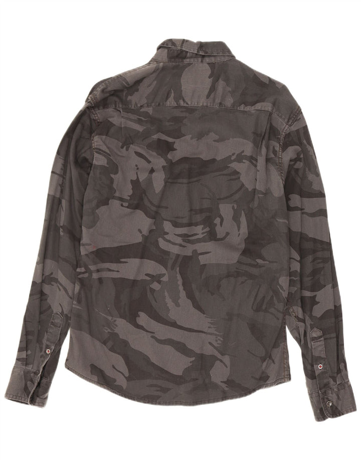 Wrangler Herrenhemd aus mittelgrauer Camouflage-Baumwolle