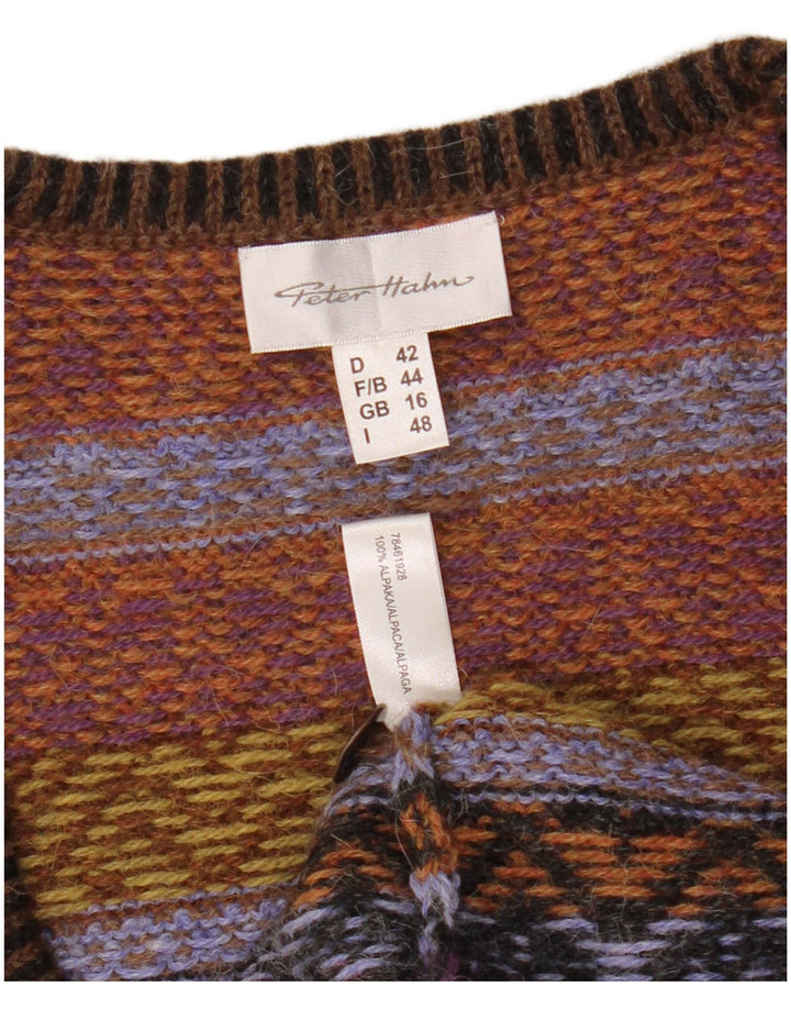 PETER HAHN Ärmelloser Damen-Cardigan-Pullover UK 16 Large Brown Fair Isle