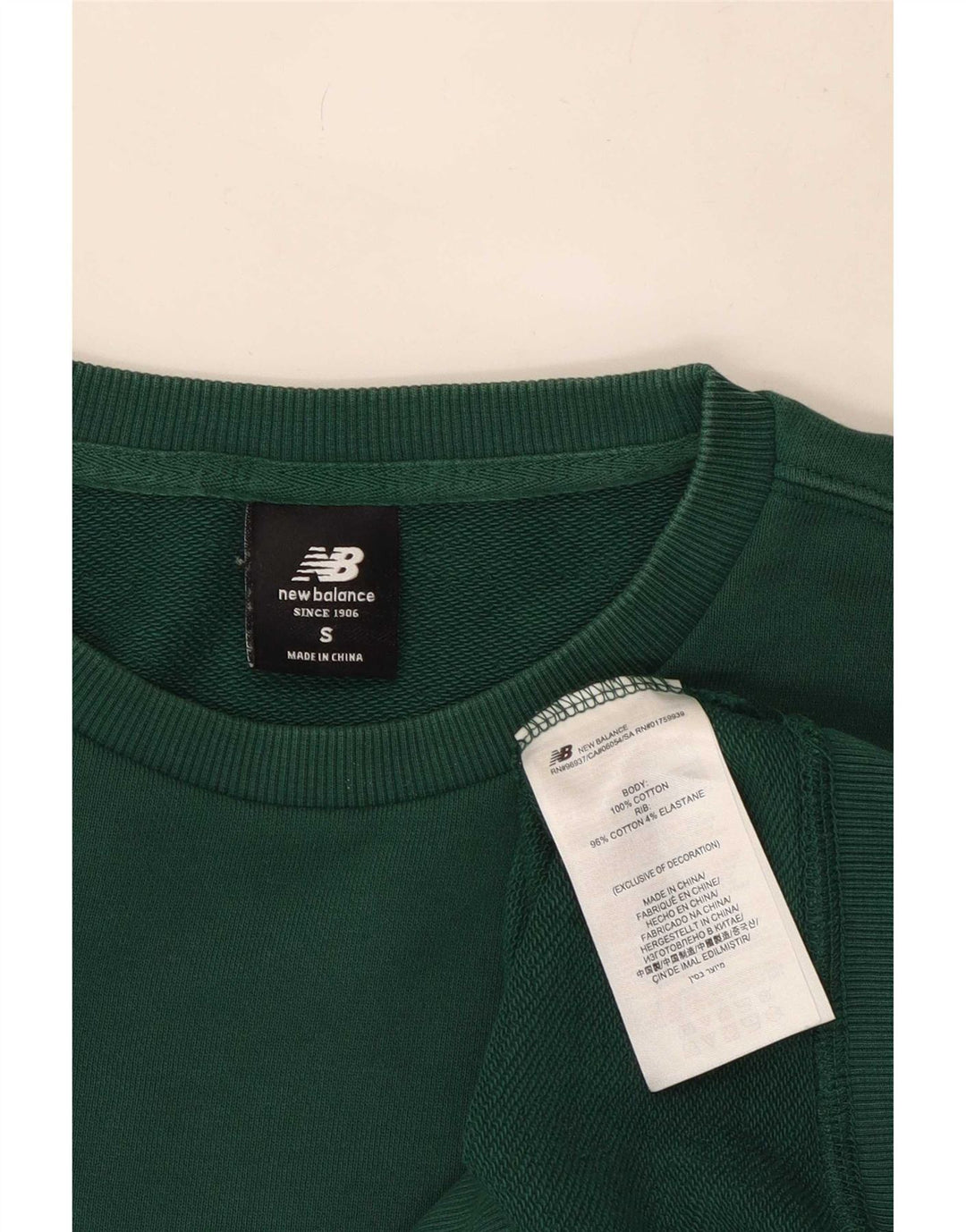 New Balance Herren-Sweatshirt-Pullover, klein, grüne Baumwolle