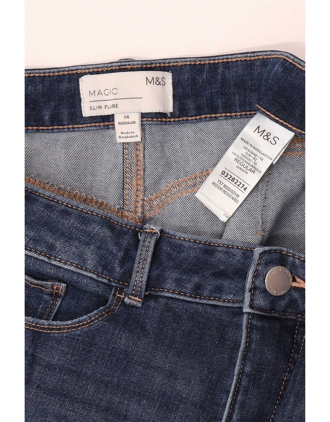 Marks & Spencer Damen Magic Slim Flared Jeans UK 14 Large W30 L30 Blau