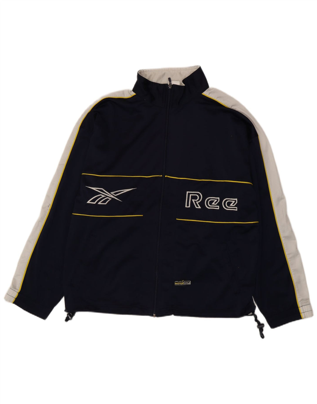 Reebok Herren-Trainingsanzugoberteil mit Grafik, mittleres Marineblau, Farbblock