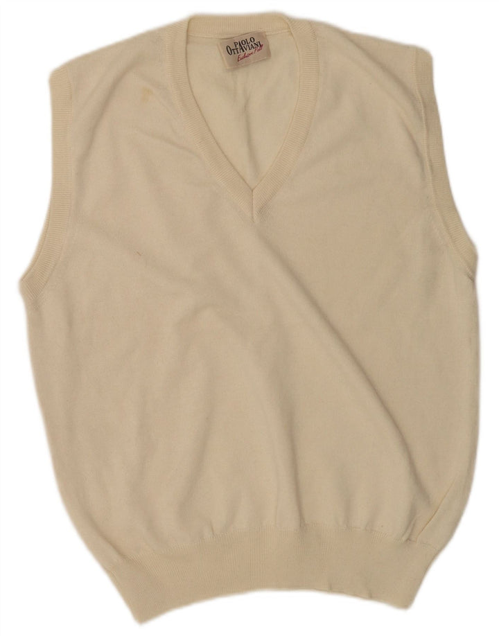 Paolo Ottaviani Herren Weste Tank Top Mittelbeige Merinowolle