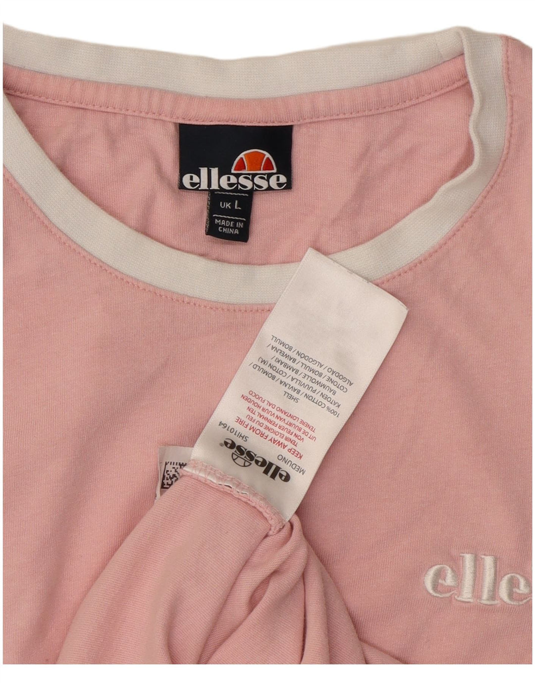 Ellesse Herren-T-Shirt-Oberteil, groß, rosa, Colourblock-Baumwolle