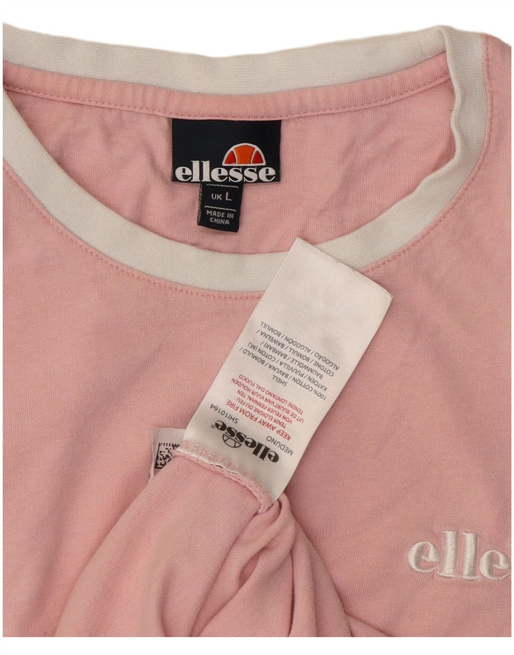 Ellesse Herren-T-Shirt-Oberteil, groß, rosa, Colourblock-Baumwolle