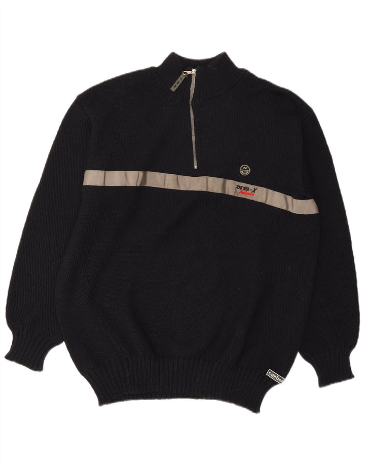 North Sails Herren-Pullover mit Reißverschluss am Hals, mittlere marineblaue Colourblock-Wolle