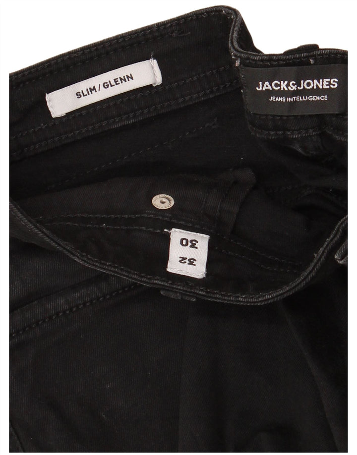 JACK & JONES Herren GLENN Slim Jeans W32 L30 Schwarze Baumwolle