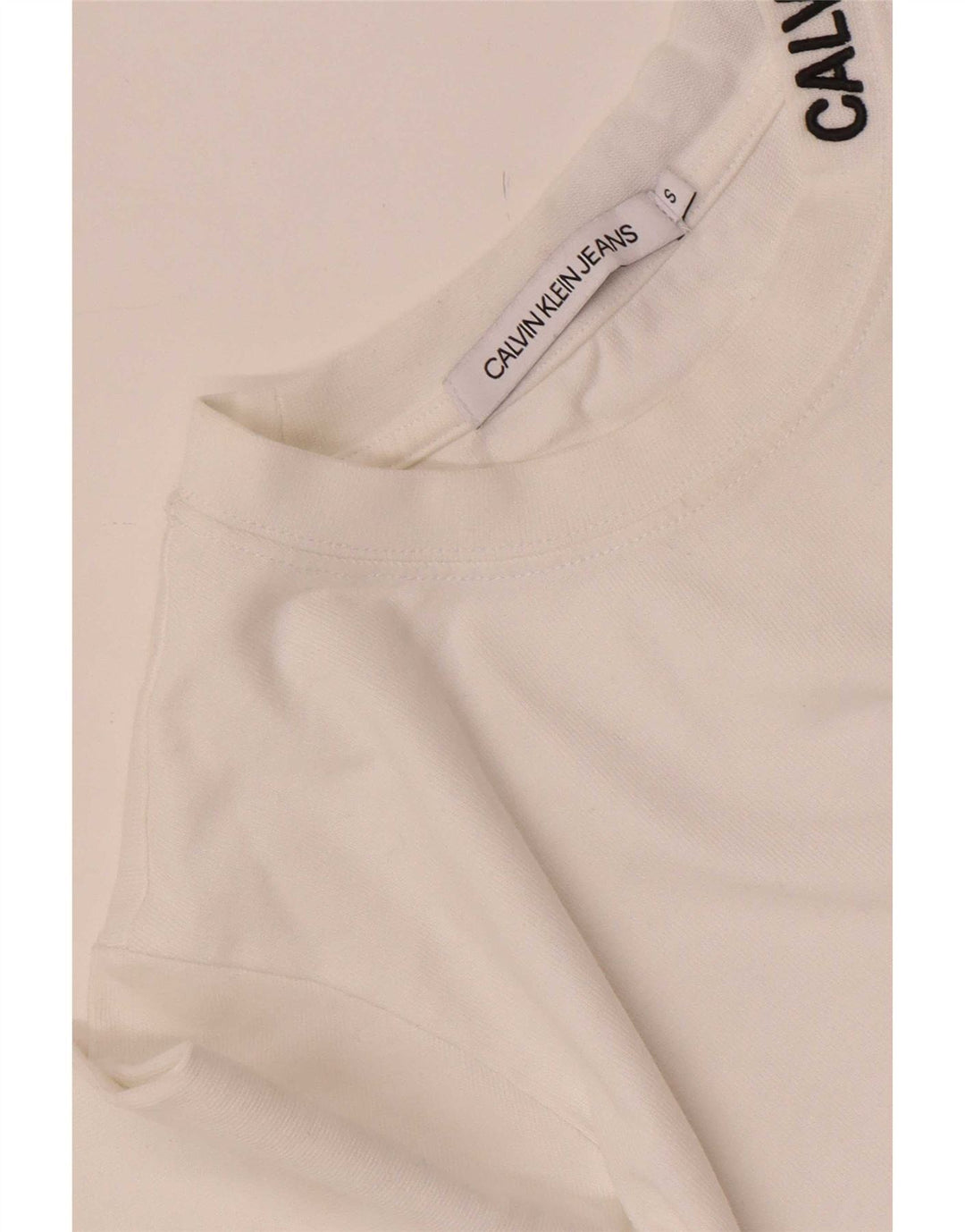 Calvin Klein Jeans Damen Top Langarm UK 10 Small Weiß