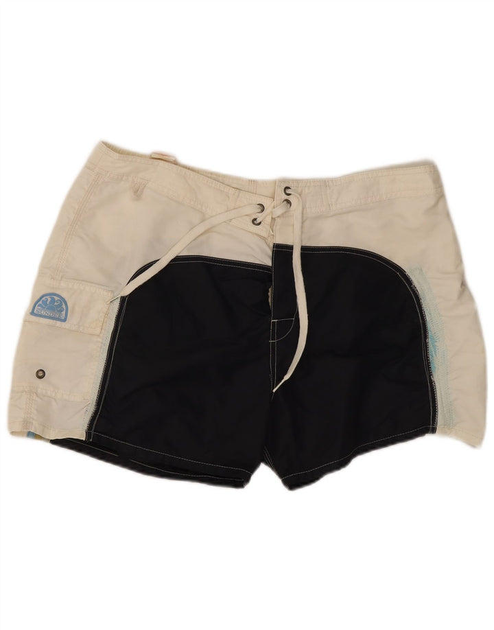 Sundek Herren-Badeshorts, groß, weißes Colourblock-Nylon