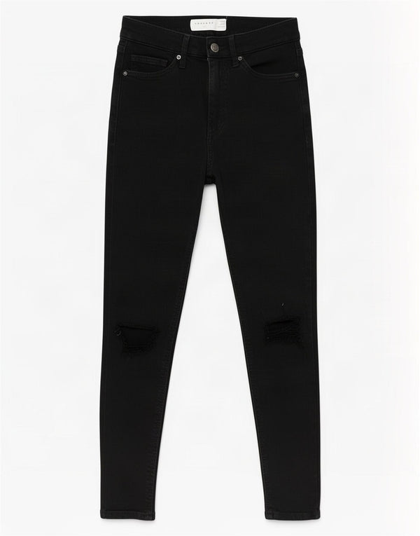 Topshop Damen Jamie Skinny Jeans W25 L25 Schwarze Baumwolle