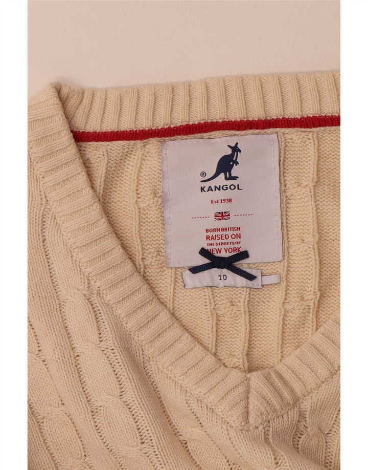 Kangol Damen-Pullover mit V-Ausschnitt, Gr. 10, Größe S, Beige