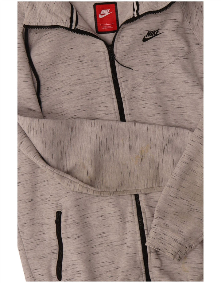 Nike Herren-Kapuzenpullover mit Reißverschluss, groß, grau gefleckte Baumwolle