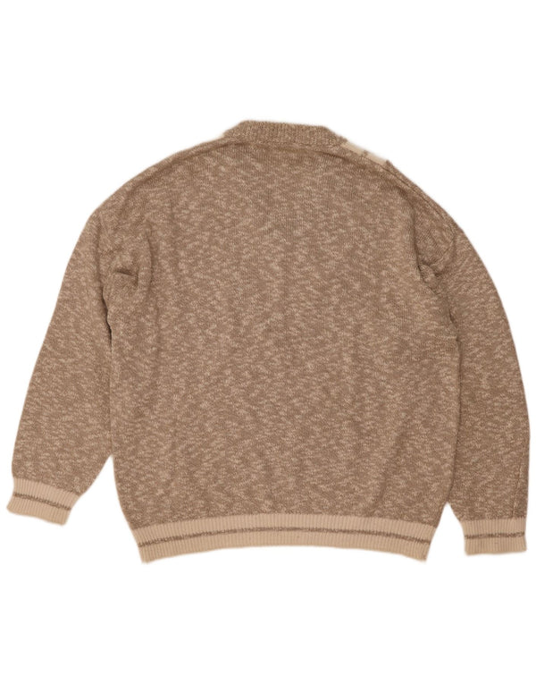 Vintage Herren V-Ausschnitt Pullover Pullover XL Grau meliert Baumwolle