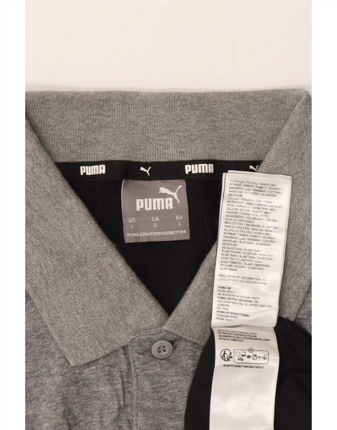 Puma Herren-Poloshirt, groß, graue Farbblock-Baumwolle