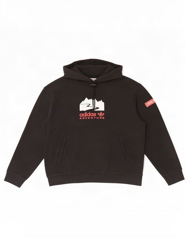 Adidas Herren Adventure Graphic Hoodie Pullover Small Schwarz Baumwolle