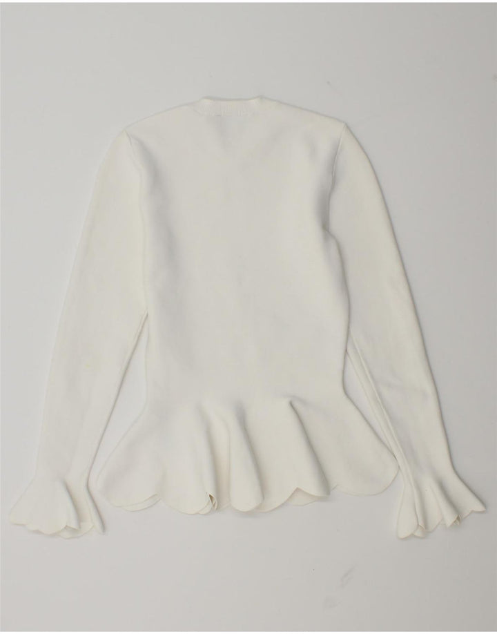 Ted Baker Damen-Pullover mit Rundhalsausschnitt, Größe 0 2XS, weiße Viskose