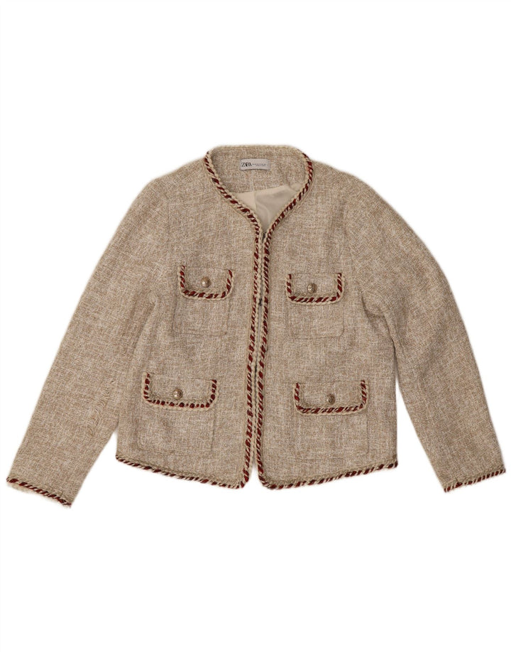 Zara Damen Crop Blazer Jacke EU 44 XL Beige