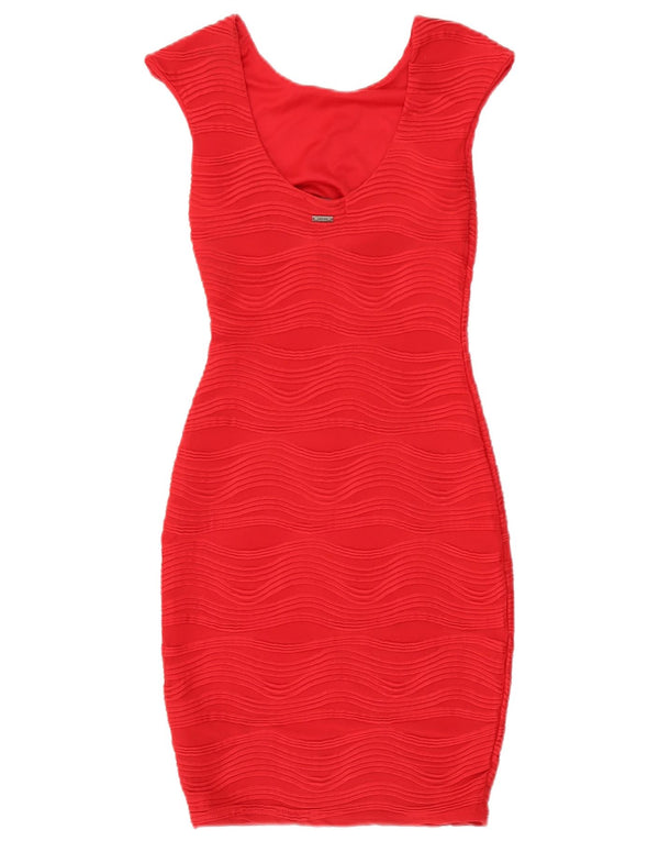 Guess Ärmelloses, figurbetontes Damenkleid UK 6 XS Rot Polyester