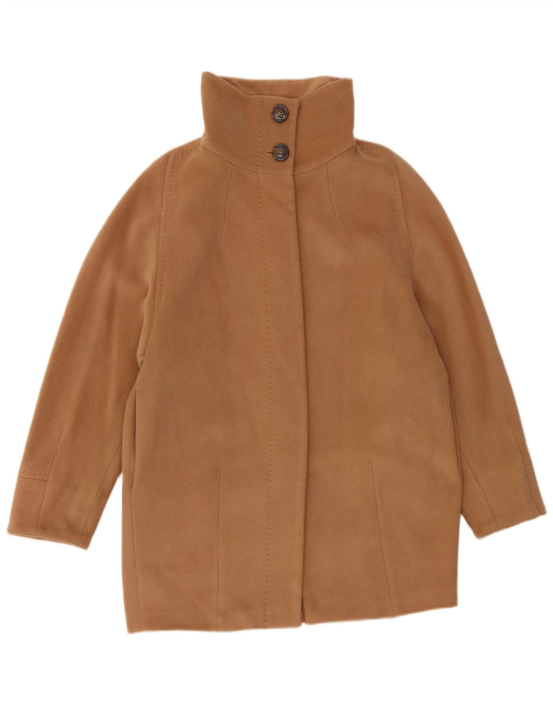 Max Mara Damen Wochenendmantel UK 8 Small Beige Schurwolle