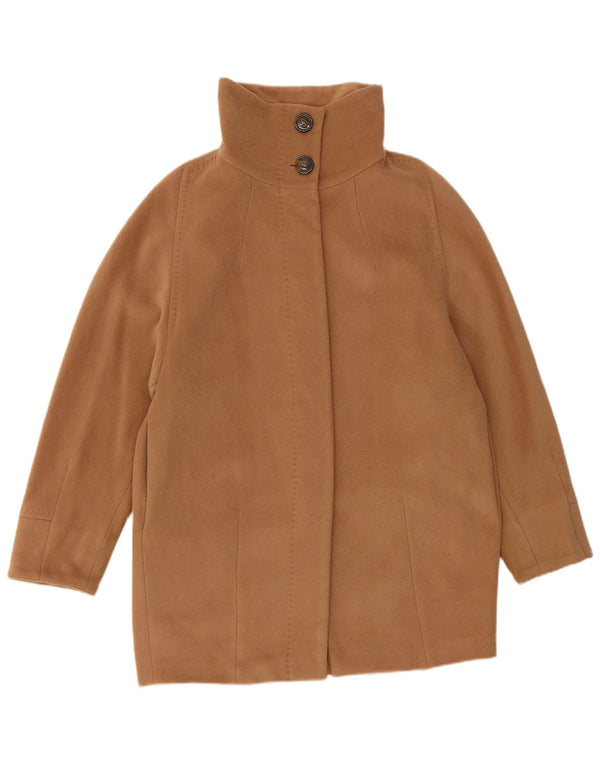 Max Mara Damen Wochenendmantel UK 8 Small Beige Schurwolle