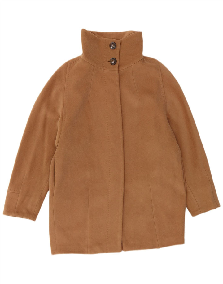 Max Mara Damen Wochenendmantel UK 8 Small Beige Schurwolle