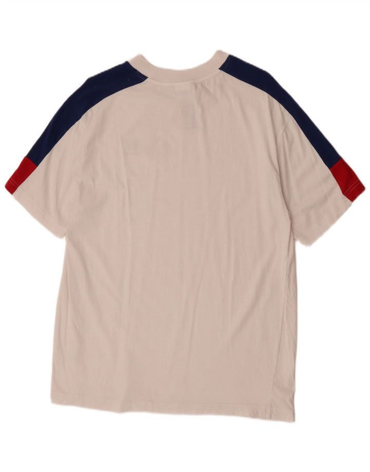 New Balance Herren-T-Shirt-Oberteil aus mittelweißer Colourblock-Baumwolle