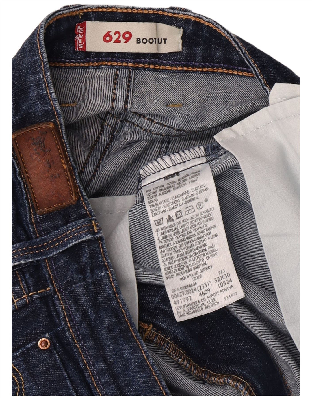 Levi's Damen 629 Bootcut Jeans W32 L30 Marineblau Baumwolle