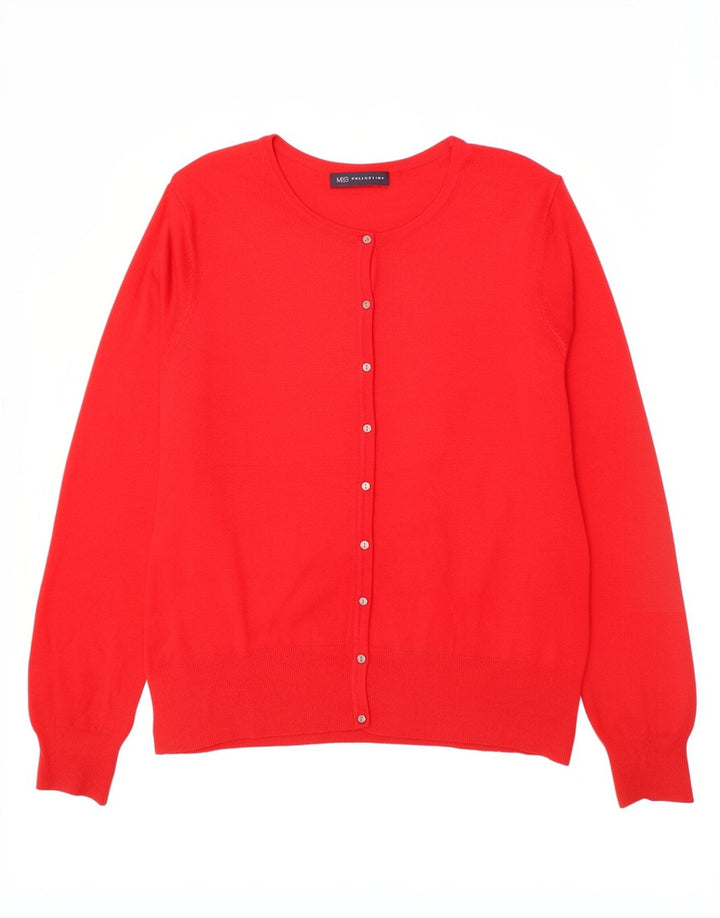 Marks & Spencer Damen Strickjacke Pullover UK 14 Mittelrot
