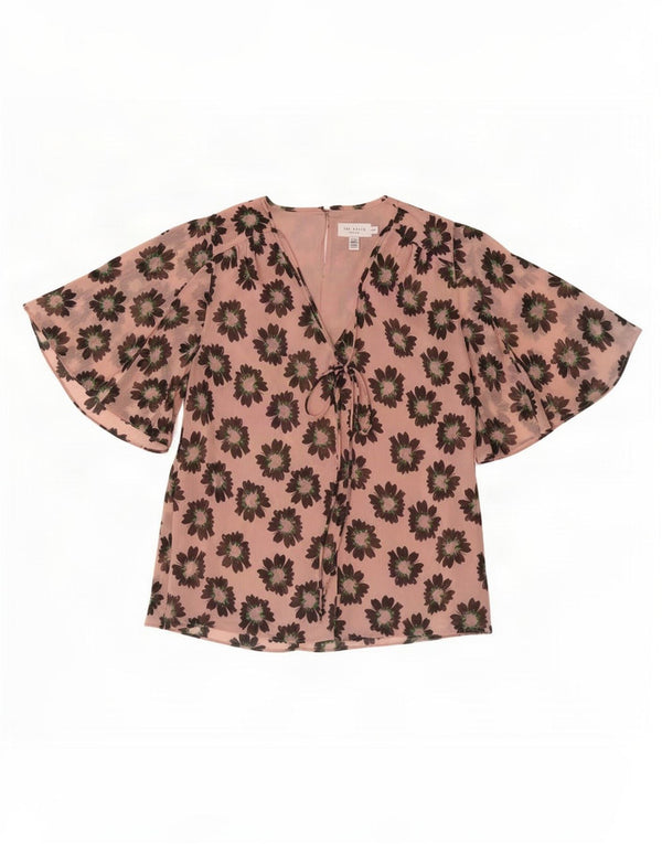 Ted Baker Damen-Cardigan-Oberteil, Größe 1, XS, rosafarbenes Blumenmuster, Polyester