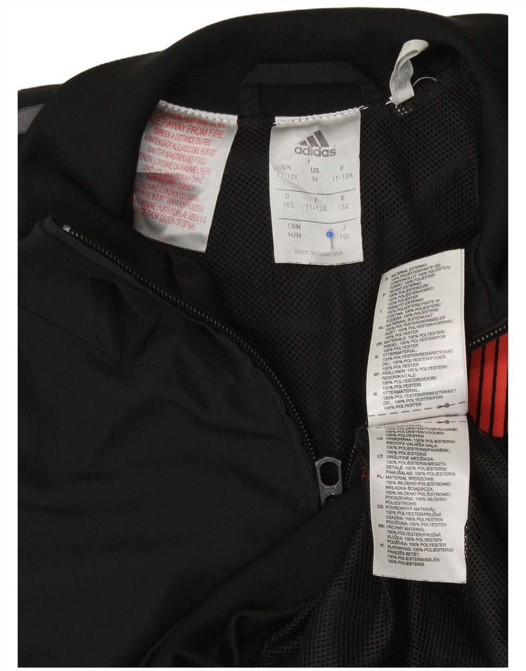 Adidas Jungen Predator Trainingsanzug Top Jacke 11-12 Jahre Schwarz Polyester