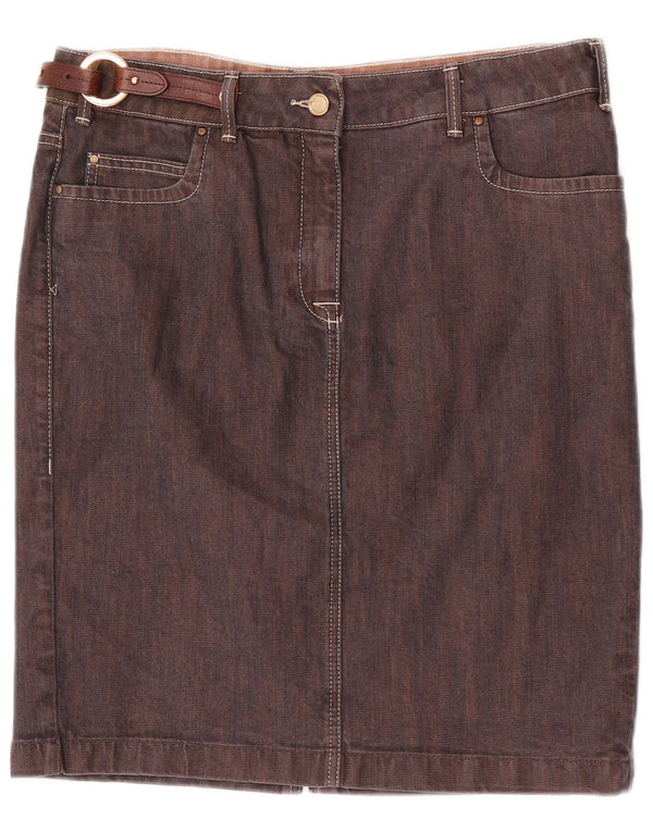 Trussardi Damen Jeansrock IT 46 Large W34 Braune Baumwolle