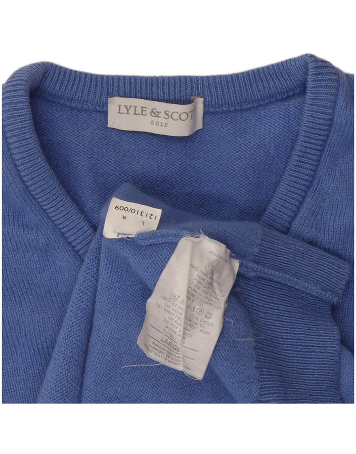LYLE & SCOTT Damen Golf-Pullover mit V-Ausschnitt, UK 16, Größe L, blaue Wolle