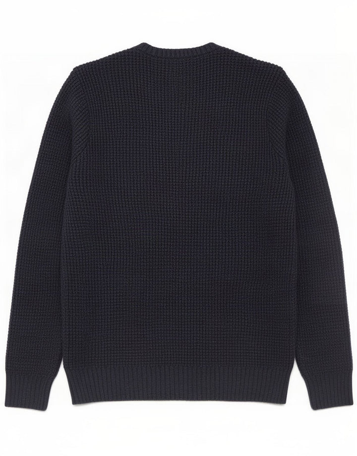 Marks & Spencer Herren-Pullover mit Rundhalsausschnitt, mittelmarineblaue Baumwolle