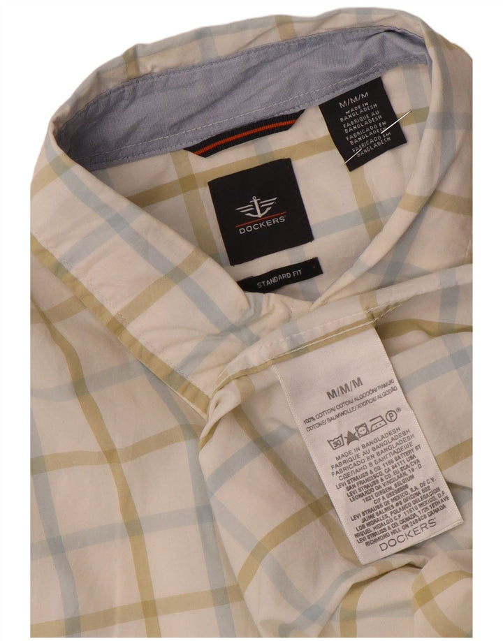 Dockers Herren-Hemd in Standard-Passform, mittelweiß, kariert, Baumwolle
