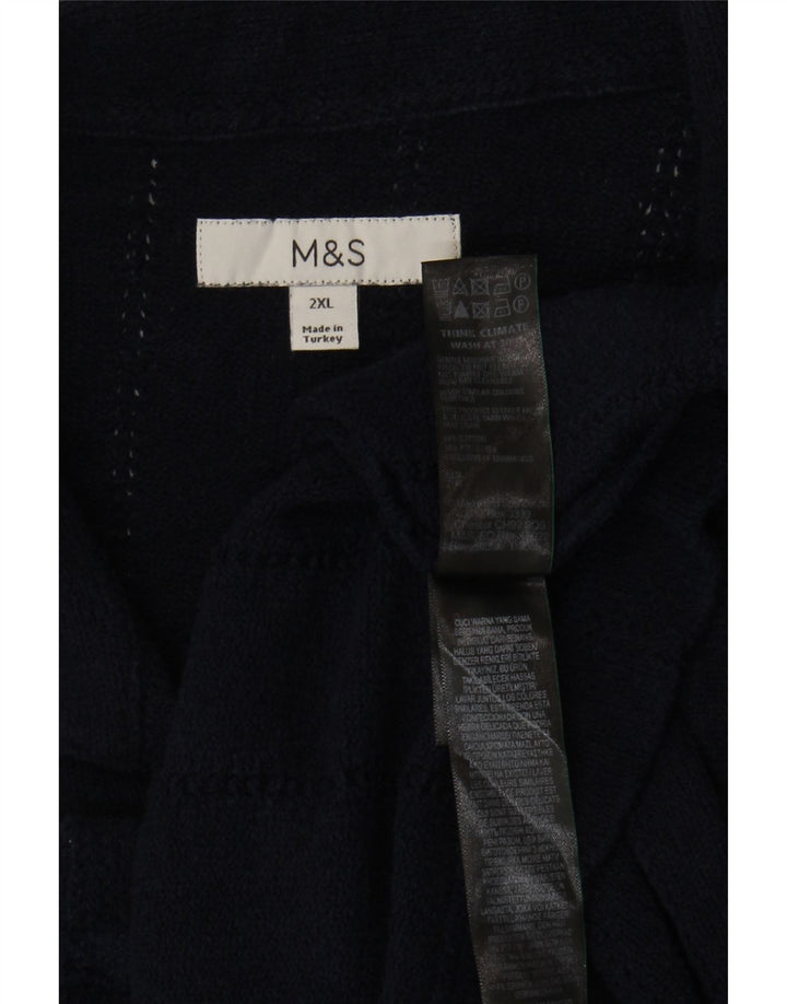 Marks & Spencer Herren Kurzarmhemd 2XL Marineblau Baumwolle