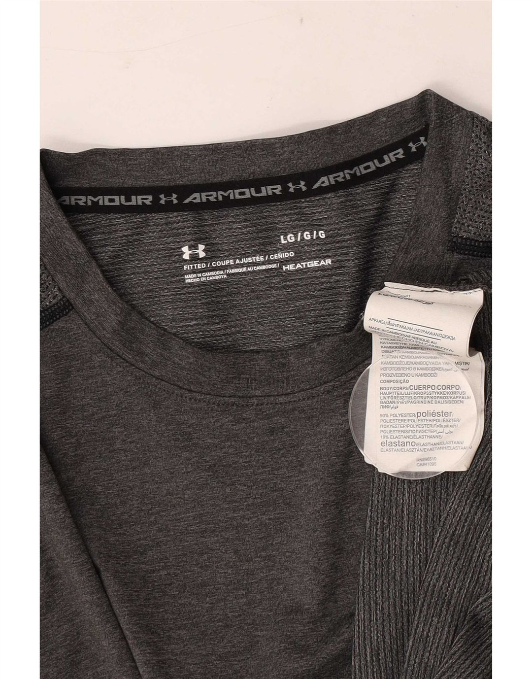 Under Armour Herren Heat Gear T-Shirt Top Large Grau Polyester