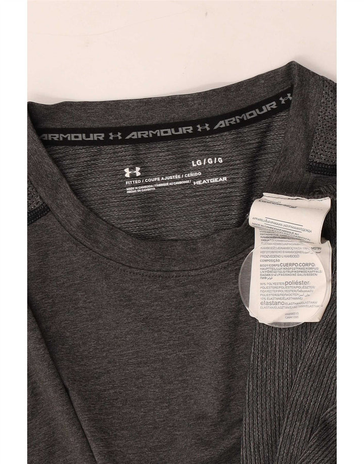 Under Armour Herren Heat Gear T-Shirt Top Large Grau Polyester