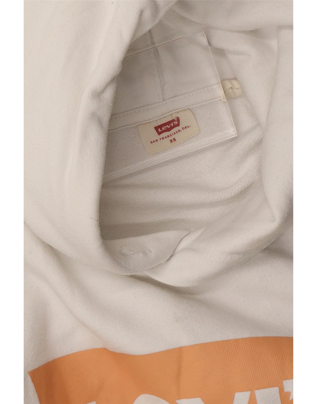 LEVI'S Womens Oversized Graphic Hoodie Jumper UK 6 XS White Cotton