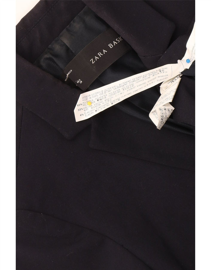 Zara Damen 1-Knopf-Blazerjacke UK 12 Mittelmarineblaues Polyester