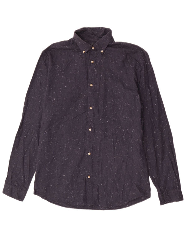 Jack & Jones Herren-Hemd aus mittelblauer, gesprenkelter Baumwolle
