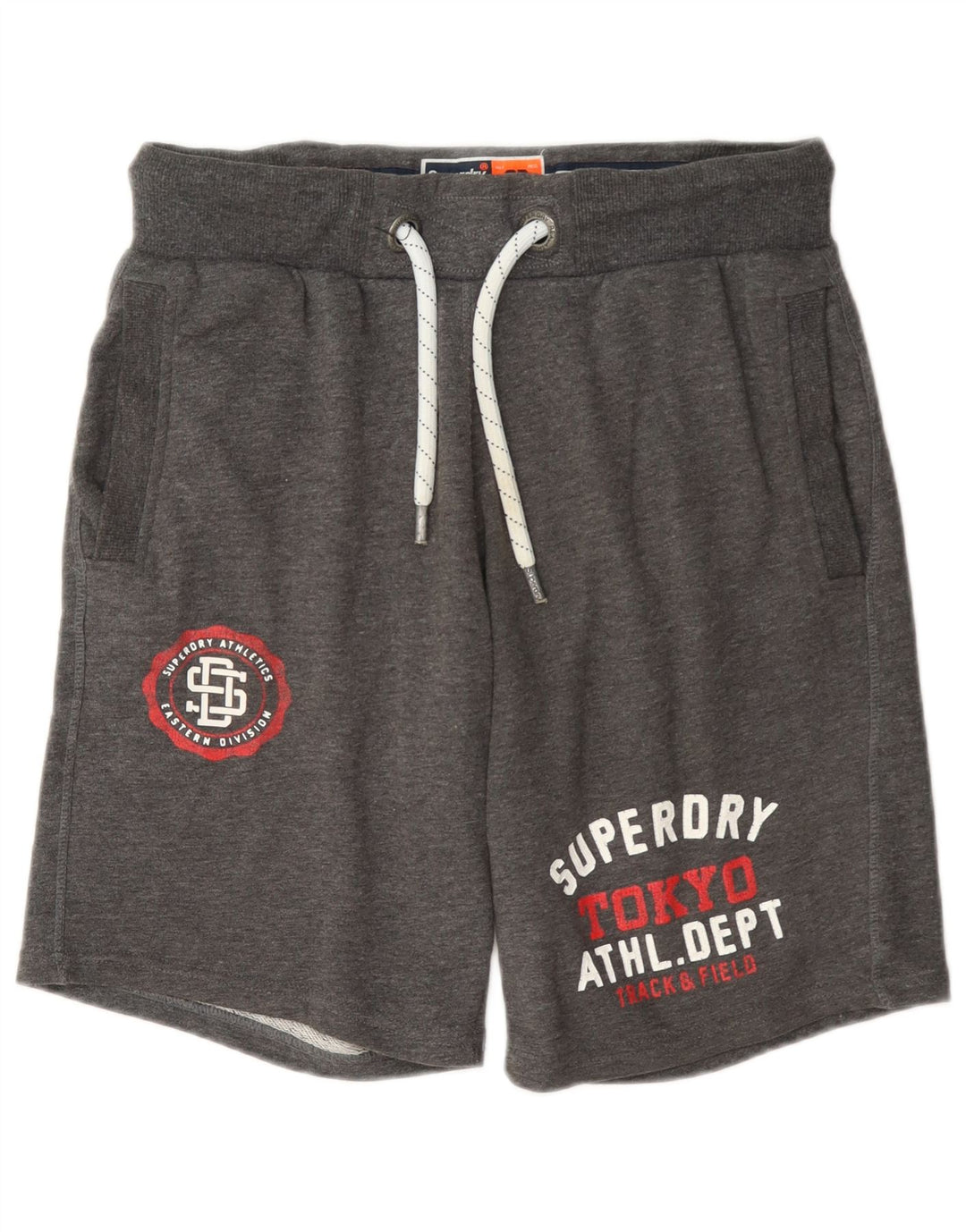 Superdry Herren-Sportshorts mit Grafik, Größe S, Grau, Baumwolle
