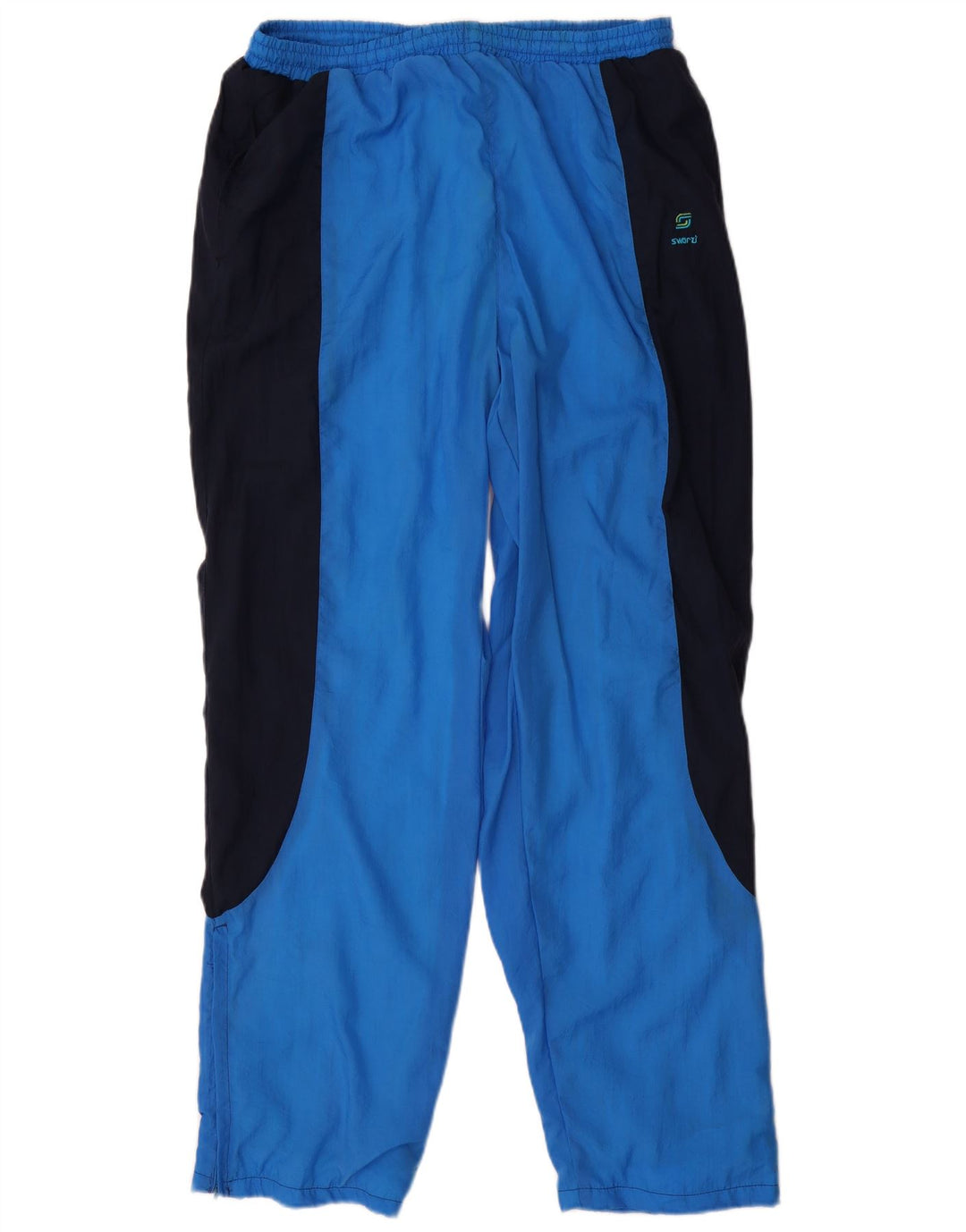 VINTAGE Herren-Trainingshose, groß, blaues Colourblock-Nylon