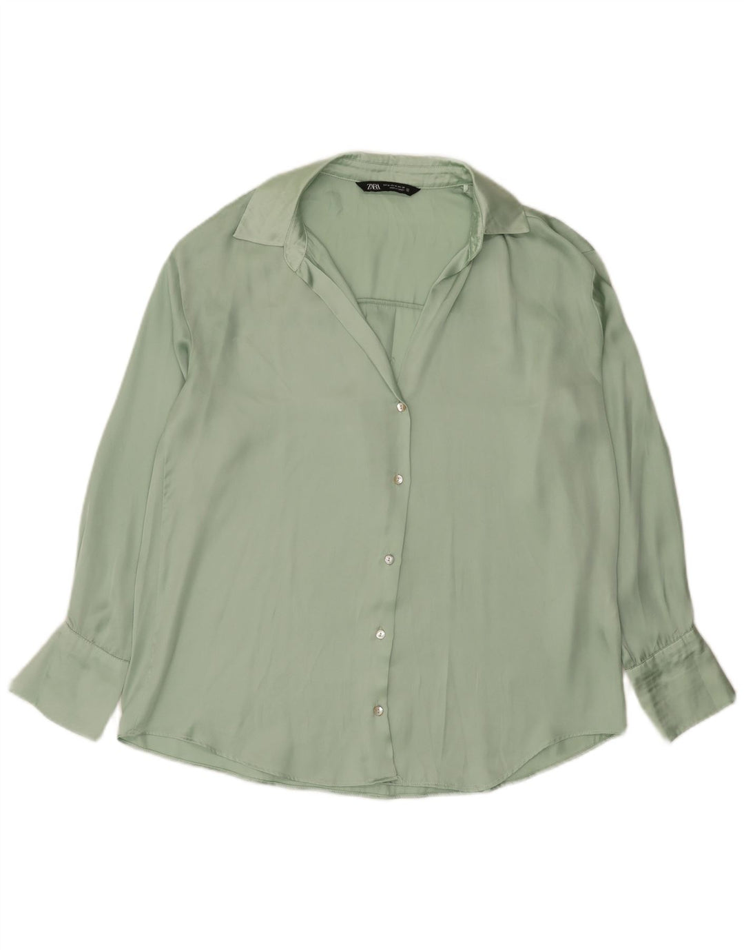 Zara Damen-Oversize-Hemdbluse, UK 14, Mittelgrün, Polyester