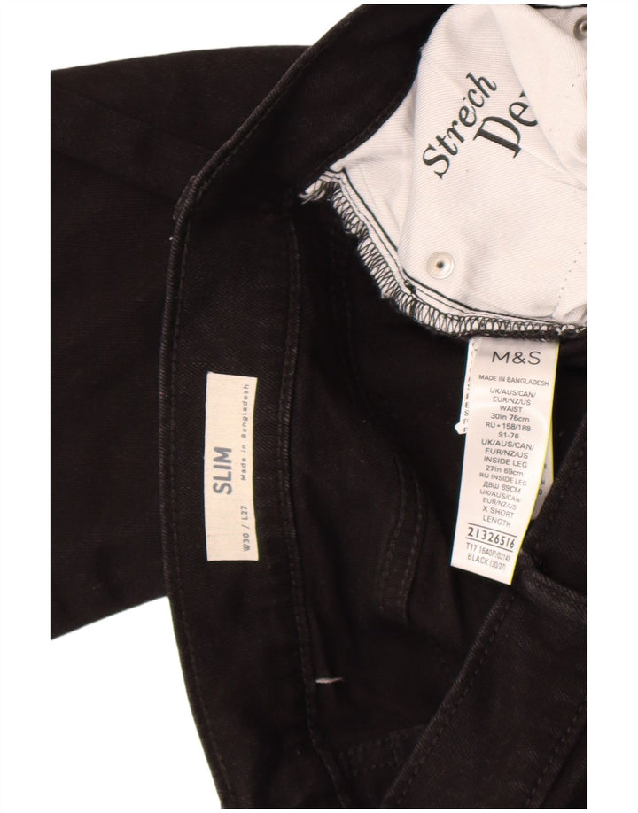 Marks & Spencer Herren Slim Jeans W30 L27 Schwarze Baumwolle